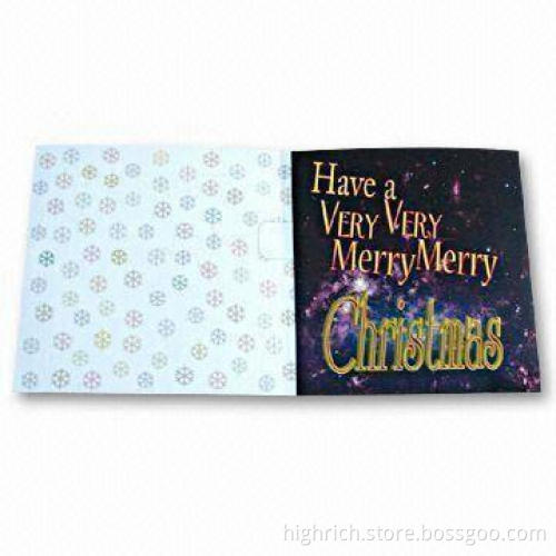 Musical Pre-recorded Greeting Card with OPP Bag Inner Package, Made of 300g White Paper